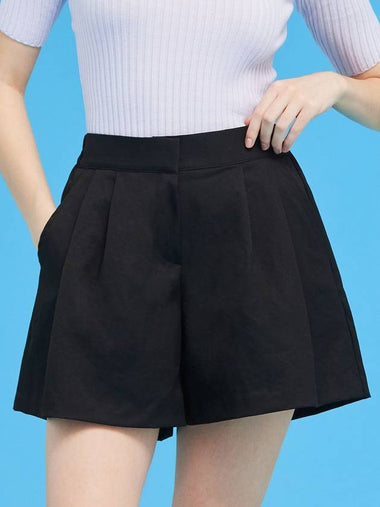 Women s Two Pin Tuck Balloon Short Pants Black MCFW24PT2 - MACKY - BALAAN 1