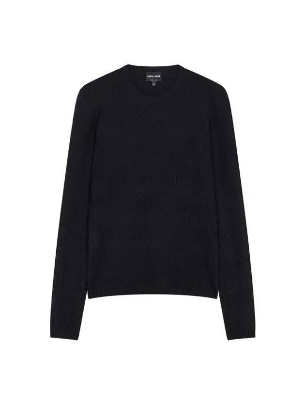 Women s Wave Pattern Crewneck Sweater Black - GIORGIO ARMANI - BALAAN 1