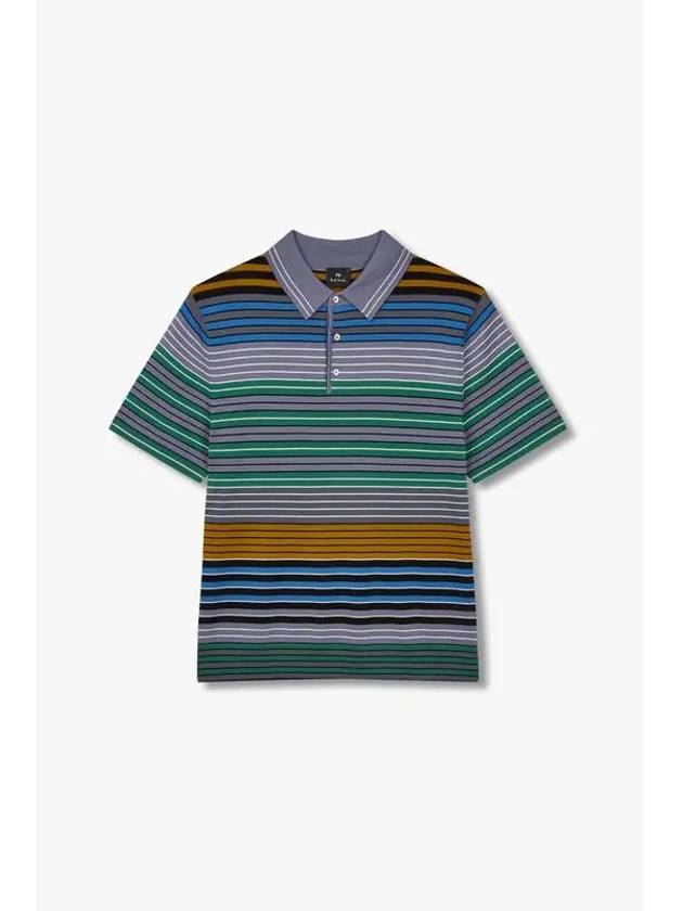 PS striped wool polo knit charcoal - PAUL SMITH - BALAAN 1