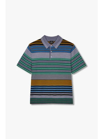 PS striped wool polo knit charcoal - PAUL SMITH - BALAAN 1