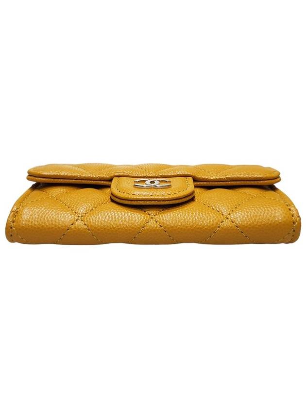 Women s AP0214 Classic Caviar Snap Yellow Silver Card Wallet - CHANEL - BALAAN 4