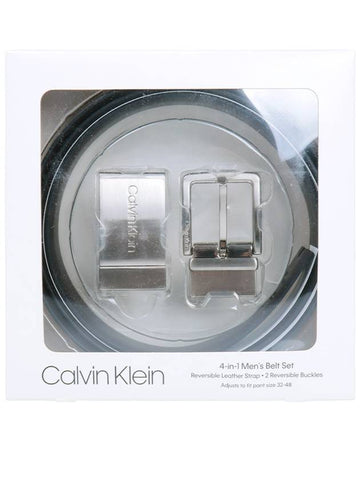 Reversible doublesided Saffiano 2buckle leather belt - CALVIN KLEIN - BALAAN 1