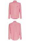 Small Heart Logo Gingham Button Long Sleeves Shirt Red - AMI - BALAAN 5