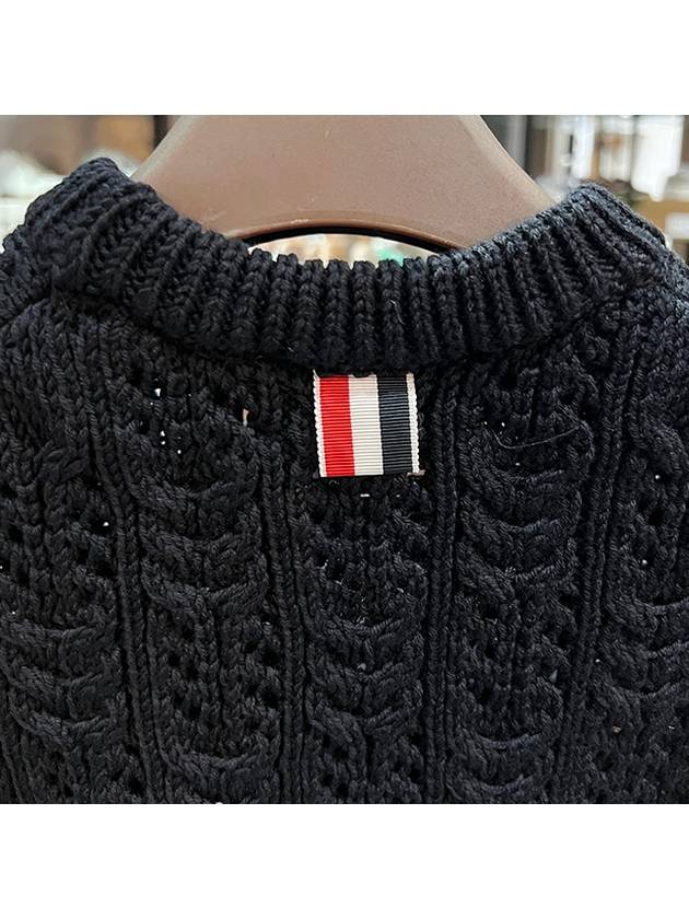 diagonal pullover knit top navy - THOM BROWNE - BALAAN 6