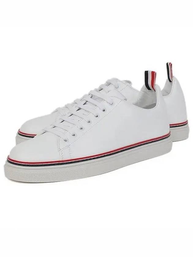 Tennis Vitello Calf Leather Low Top Sneakers White - THOM BROWNE - BALAAN 2