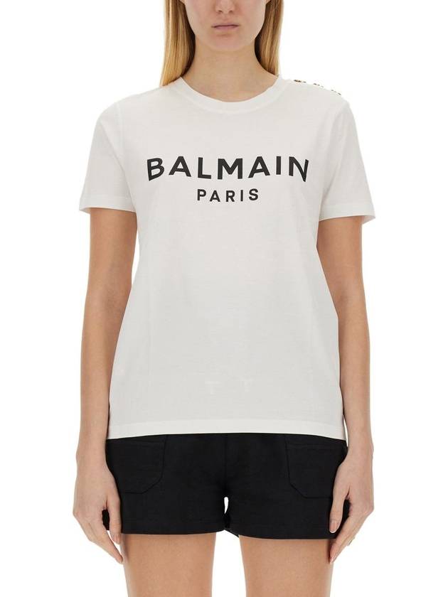 Logo Crew Neck Short Sleeve T-Shirt White - BALMAIN - BALAAN 2