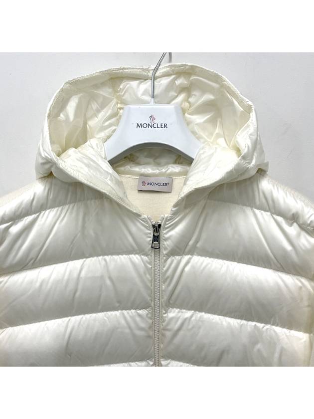 Logo Patch Padded Wool Hooded Jacket White - MONCLER - BALAAN 5