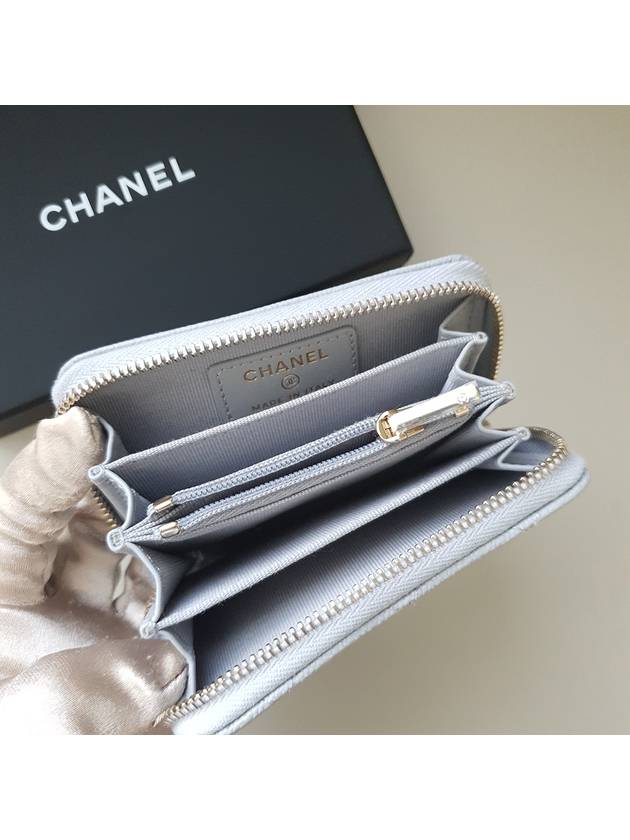 New season zipper card wallet gray gold plated - CHANEL - BALAAN 3