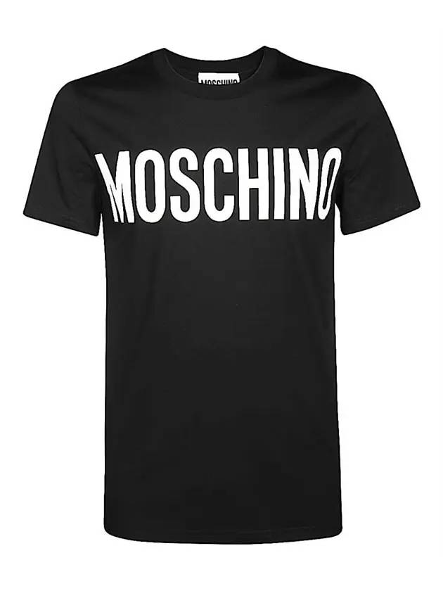 Men's Logo Print Short Sleeve T-Shirt Black - MOSCHINO - BALAAN.
