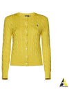 Women's Embroidered Logo Pony Cable Cardigan Yellow - POLO RALPH LAUREN - BALAAN 2