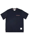 Cotton Oversized Pocket Short Sleeve T-Shirt Navy - THOM BROWNE - BALAAN 3