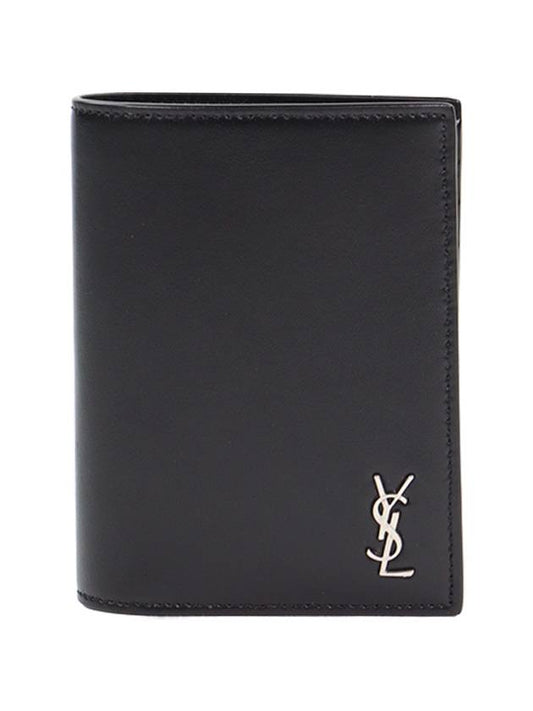 Men's Tiny Monogram Logo Half Wallet Black - SAINT LAURENT - BALAAN 2