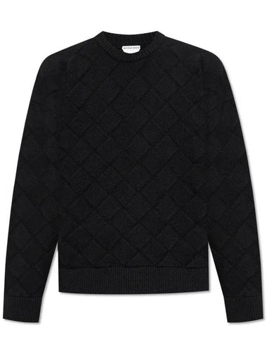 Bottega Veneta 3D Intreccio Crew Neck Sweater 751972V36Y0 1000 - BOTTEGA VENETA - BALAAN 1