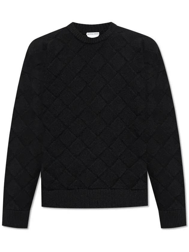 Intrecciato Crew Neck Knit Top Navy - BOTTEGA VENETA - BALAAN 1