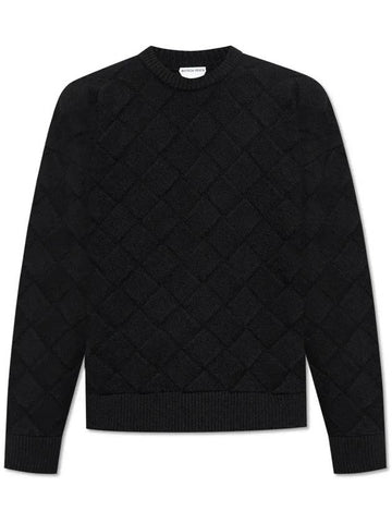 Intrecciato Crew Neck Knit Top Navy - BOTTEGA VENETA - BALAAN 1