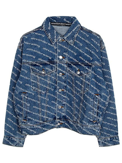 Women's Logo Print Trucker Denim Jacket Blue - ALEXANDER WANG - BALAAN 2