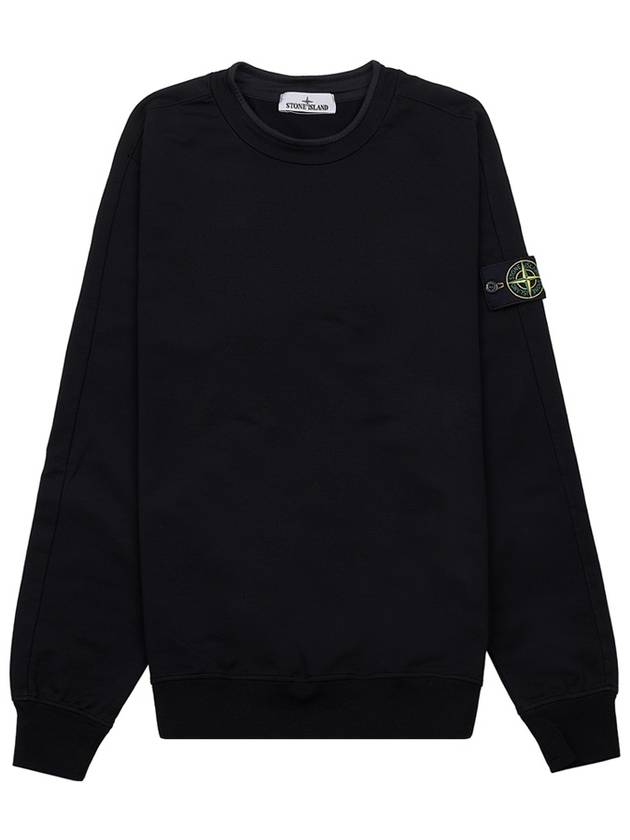 Logo Patch Crew Neck Cotton Sweatshirt Black - STONE ISLAND - BALAAN 10