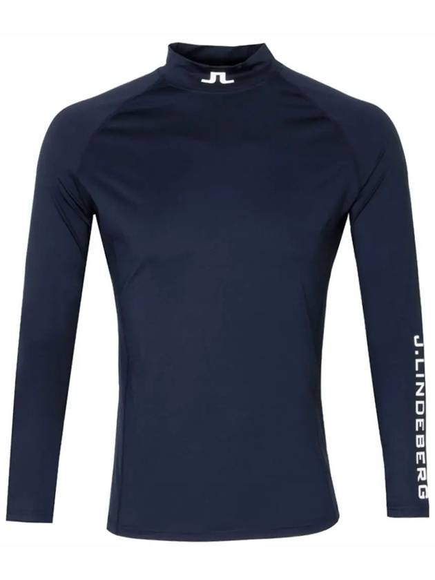 Men's Aello Print Soft Compression Golf High Neck Base Layer Navy - J.LINDEBERG - BALAAN 3