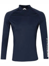 Men's Aello Print Soft Compression Golf Long Sleeve T-Shirt Navy - J.LINDEBERG - BALAAN 3