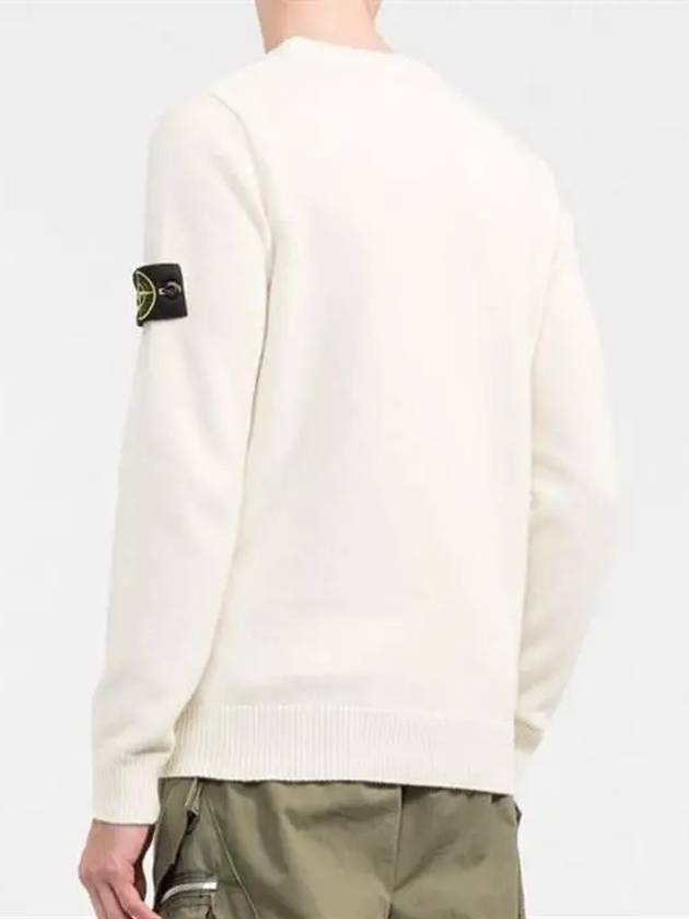 Wappen Patch Crew Neck Wool Knit Top White - STONE ISLAND - BALAAN 4