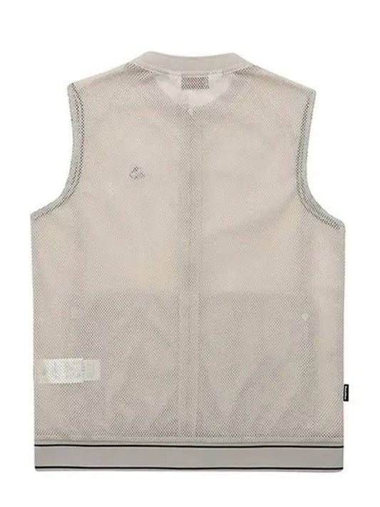 Shoulder shirring point full open mesh vest 9843LZVPBEIGE - BLACK&WHITE - BALAAN 2