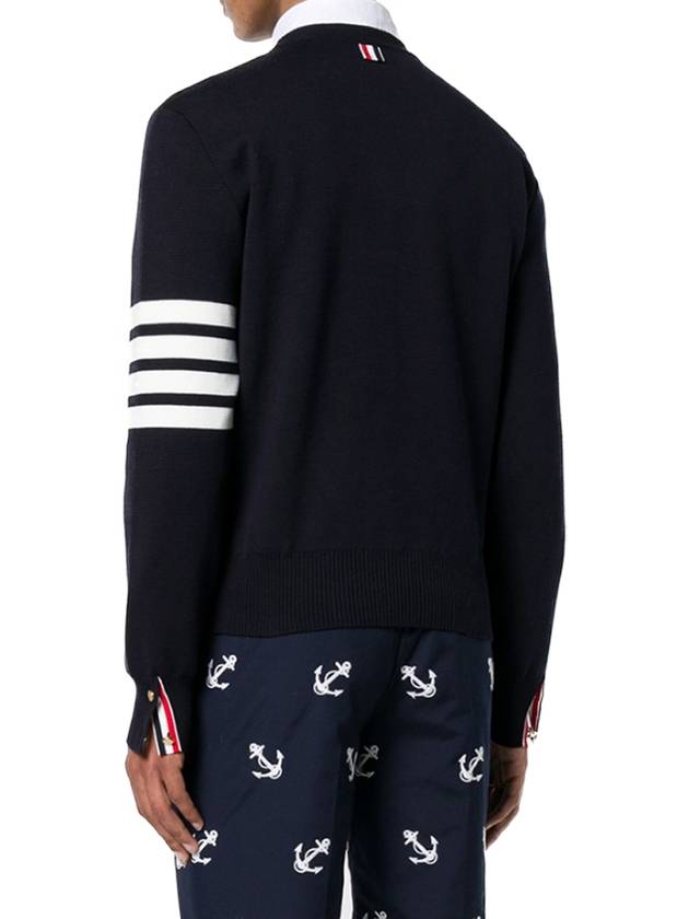 4 Bar Armband Milano Stitch Knit Top Navy - THOM BROWNE - BALAAN 4