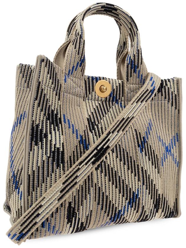 Check Knit Mini Tote Bag Lichen - BURBERRY - BALAAN 5