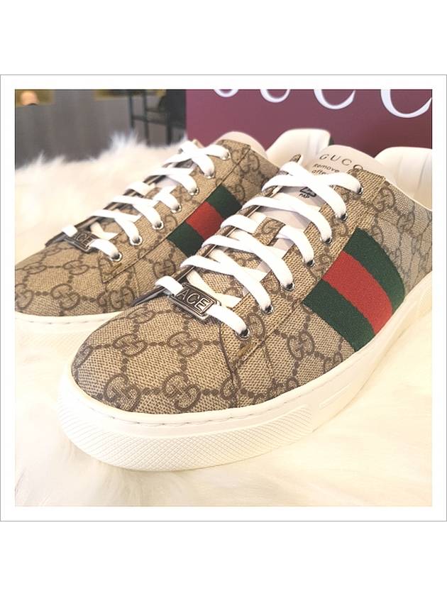 Ace GG Supreme Canvas Low Top Sneakers Beige - GUCCI - BALAAN 6