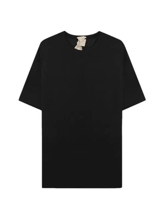 Men's Back Logo Label Cotton Short Sleeve T-Shirt Black - TEN C - BALAAN 1