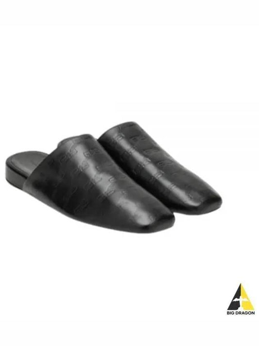 debossed logo leather slippers black - BALENCIAGA - BALAAN 2