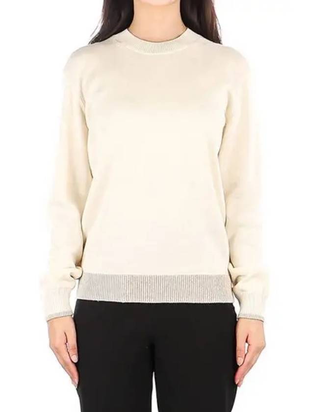 Solid Crew Neck Knit Top Beige - THEORY - BALAAN 2