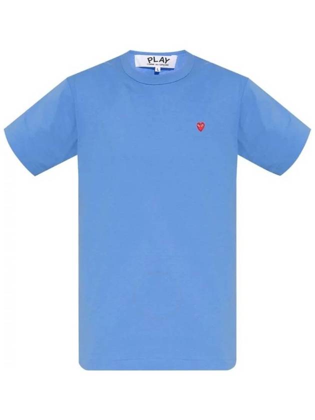 Men's Red Heart Small Logo Short Sleeve T-Shirt P1 T314 1 Blue - COMME DES GARCONS PLAY - BALAAN 2