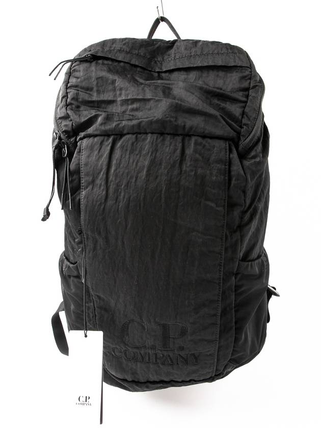 Embroidered Logo Nylon Backpack Black - CP COMPANY - BALAAN.