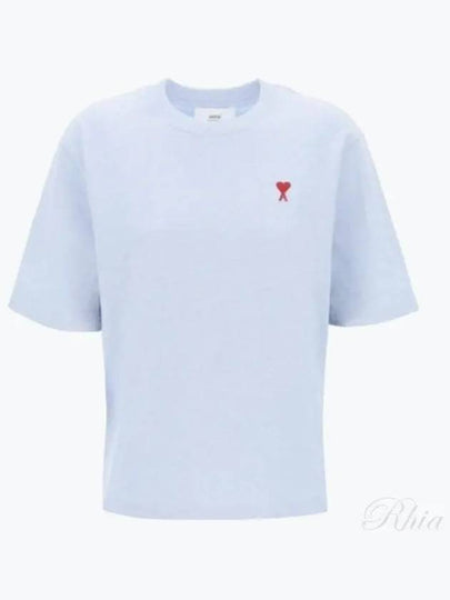 Small Heart Logo Boxy Fit Short Sleeve T-Shirt Light Blue - AMI - BALAAN 2