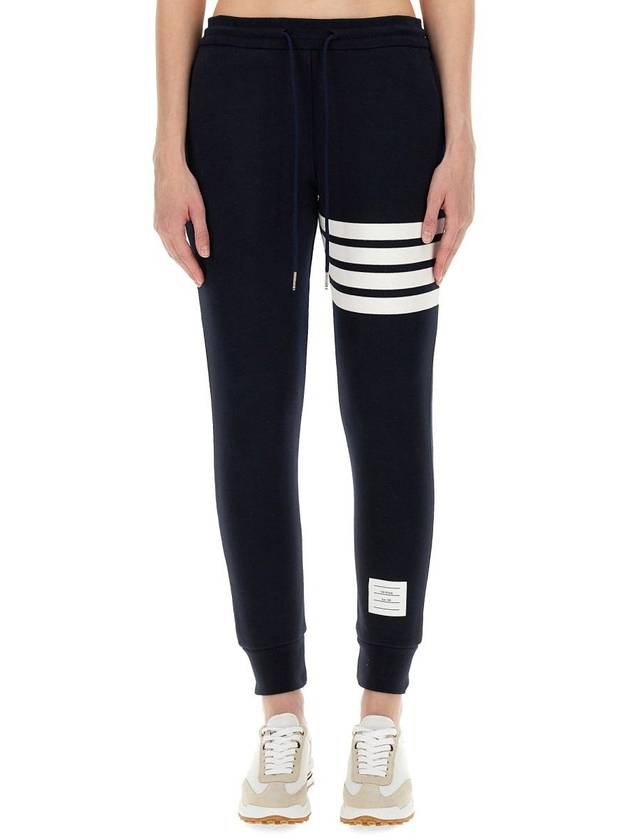 Women's Engineer 4 Bar Cotton Loopback Knit Track Pants Navy - THOM BROWNE - BALAAN 3