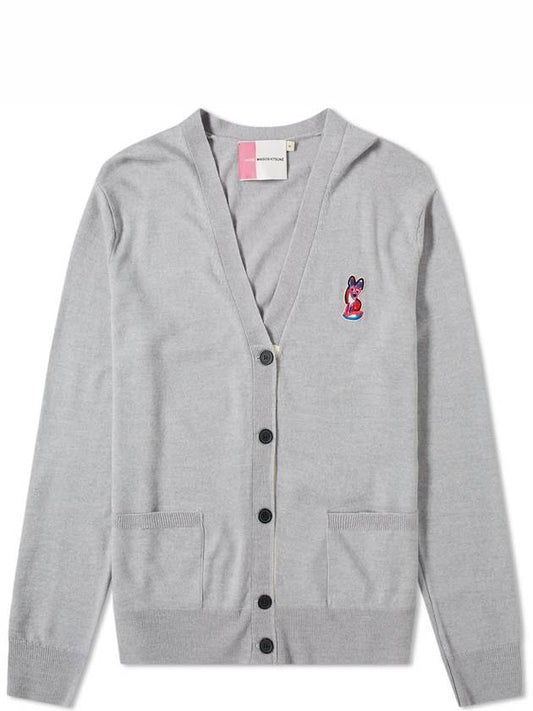 Men s Acid Fox Patch Cardigan Gray SPCZU00500 GRM - MAISON KITSUNE - BALAAN 1