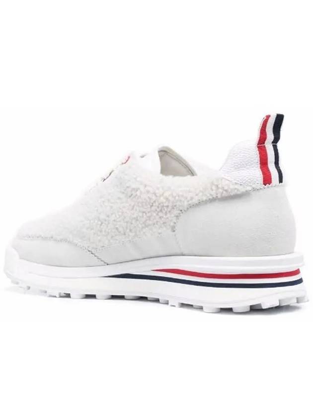 Shearling Tech Runner Low Top Sneakers White - THOM BROWNE - BALAAN 4