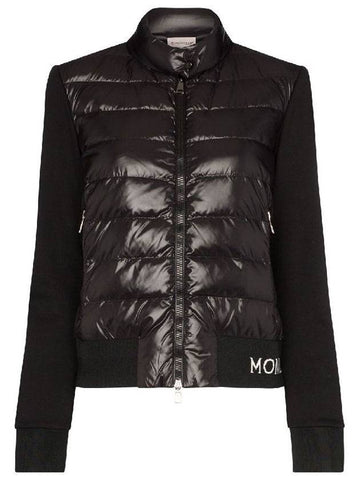 Women's Logo Cotton Mix Goose Down Padded Jacket Black - MONCLER - BALAAN.