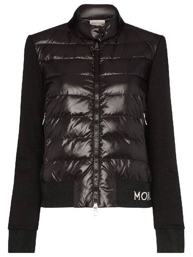 Women's Logo Cotton Mix Goose Down Padded Cardigan Black - MONCLER - BALAAN 1