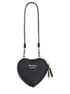 Heart Saffiano Mini Pouch Bag Black - PRADA - BALAAN 3