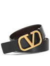 V Logo 40MM Leather Belt Brown - VALENTINO - BALAAN 2