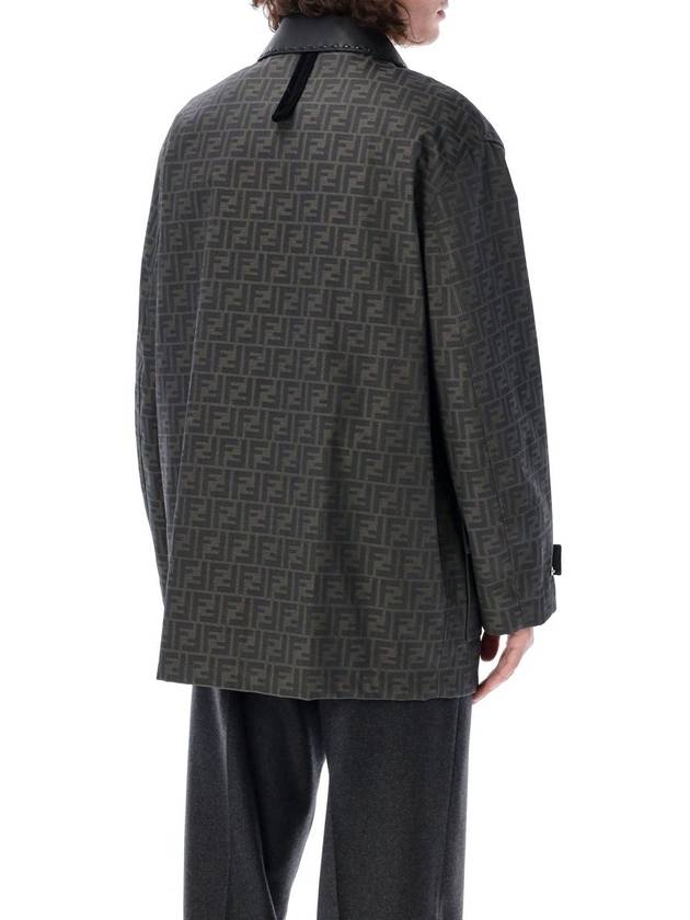 Waxed FF Jacquard Blouson Jacket Brown - FENDI - BALAAN 3