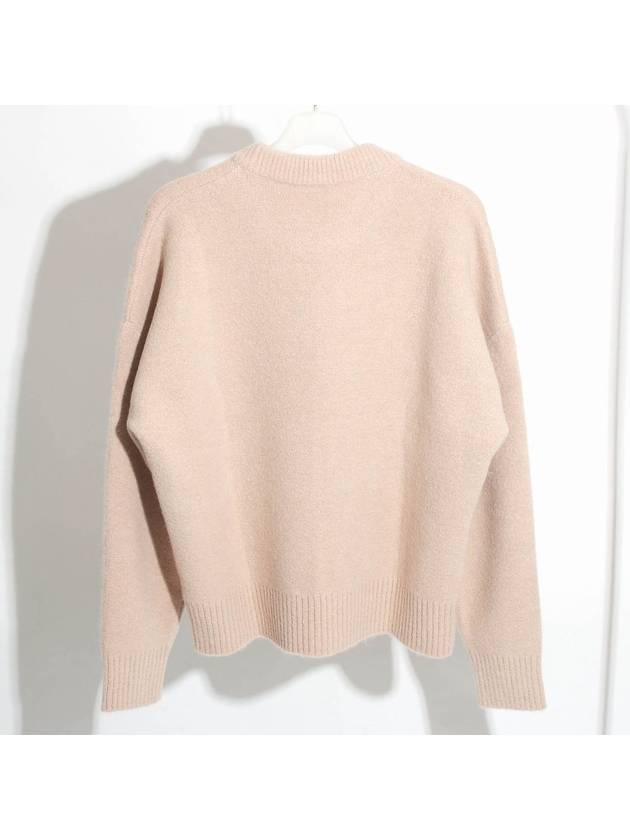 Intarsia Heart Logo Knit Top Powder Pink - AMI - BALAAN 3