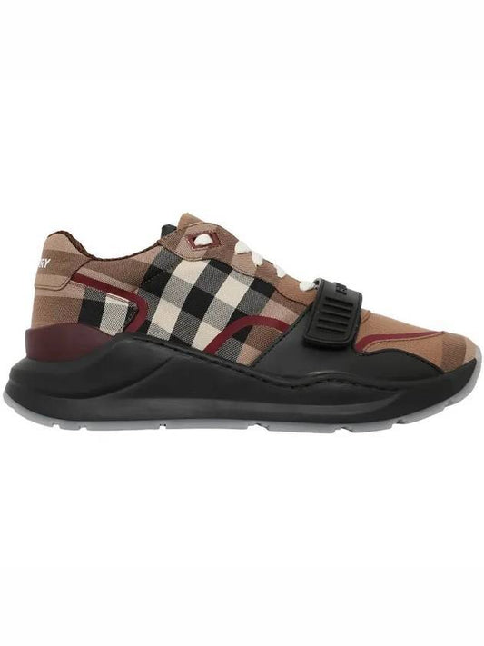 Ramsey Check Cotton Low Top Sneakers Brown Red Black - BURBERRY - BALAAN 1