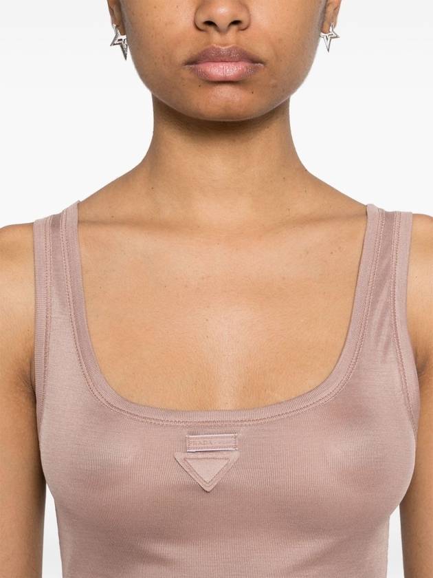 triangle-appliqué silk top - PRADA - BALAAN 5