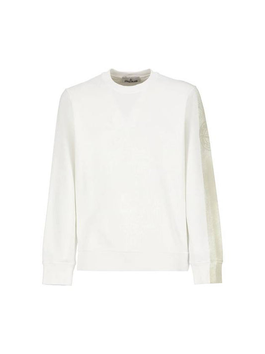 Washing Wappen Arm Logo Round Sweatshirt White - STONE ISLAND - BALAAN 1