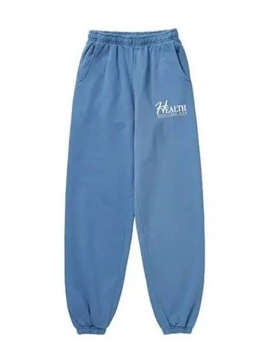 Slogan Print Big H Cotton Track Pants Blue - SPORTY & RICH - BALAAN 2