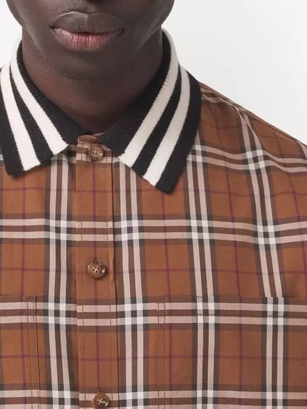 Collar Check Long Sleeve Shirt Brown - BURBERRY - BALAAN 3