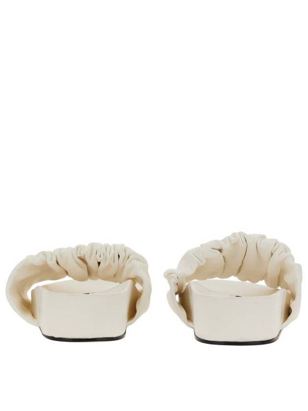 Pleated Padded Leather Slippers White - JIL SANDER - BALAAN 4