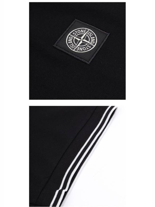 Stretch Cotton Pique Short Sleeve Polo Shirt Black - STONE ISLAND - BALAAN 6